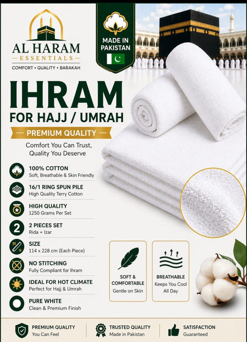 New IHRAM for Hajj/Umrah 100% Cotton Not Synthetic ones